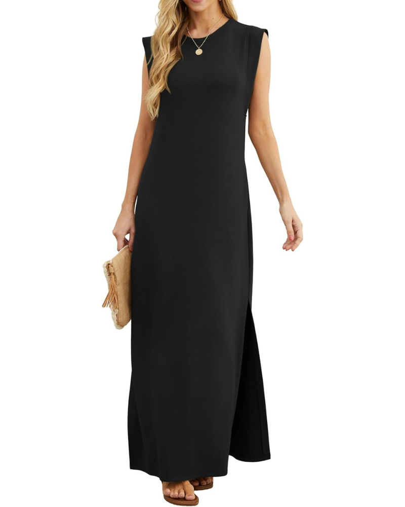 Tulip Long Dress for Women – Sleeveless, Round Neck & Pockets, Elegant Flowing Summer