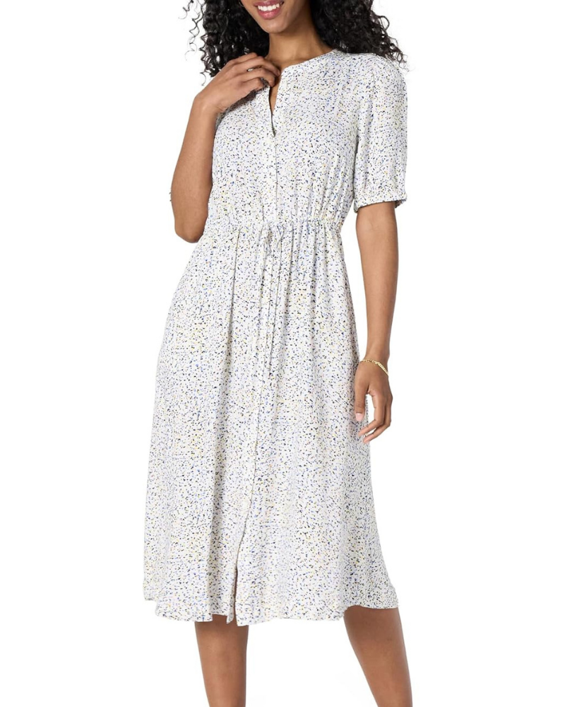 Georgie Midi Dress for Women – Fluid Viscose, Adjustable Waist & Elegant A-Line Cut