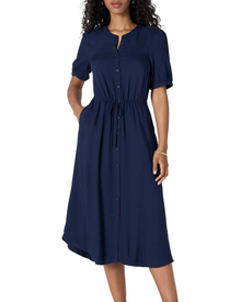 Georgie Midi Dress for Women – Fluid Viscose, Adjustable Waist & Elegant A-Line Cut