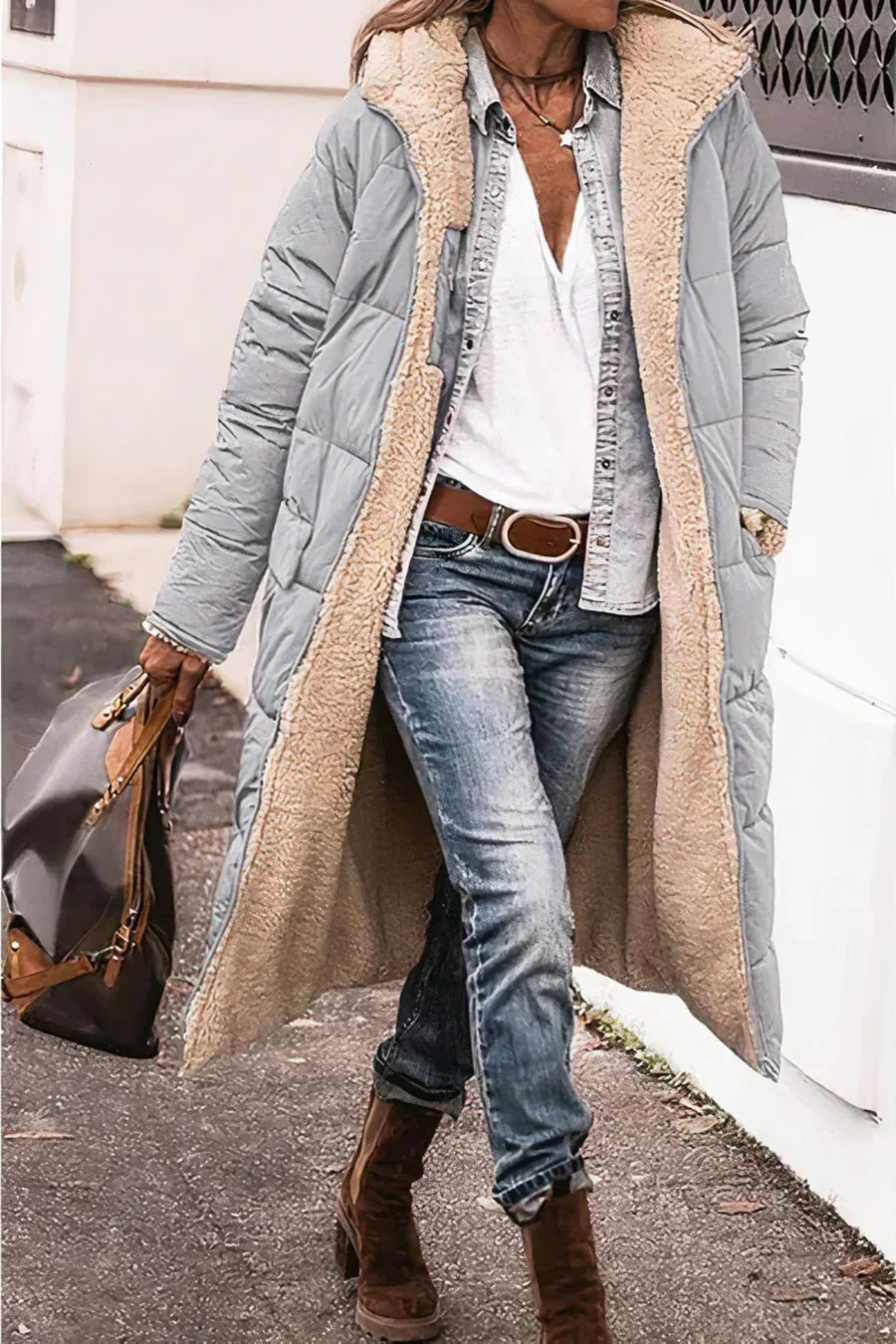 Theodora Manteau Femme – Elegant and Warm Reversible Coat for a Versatile Style