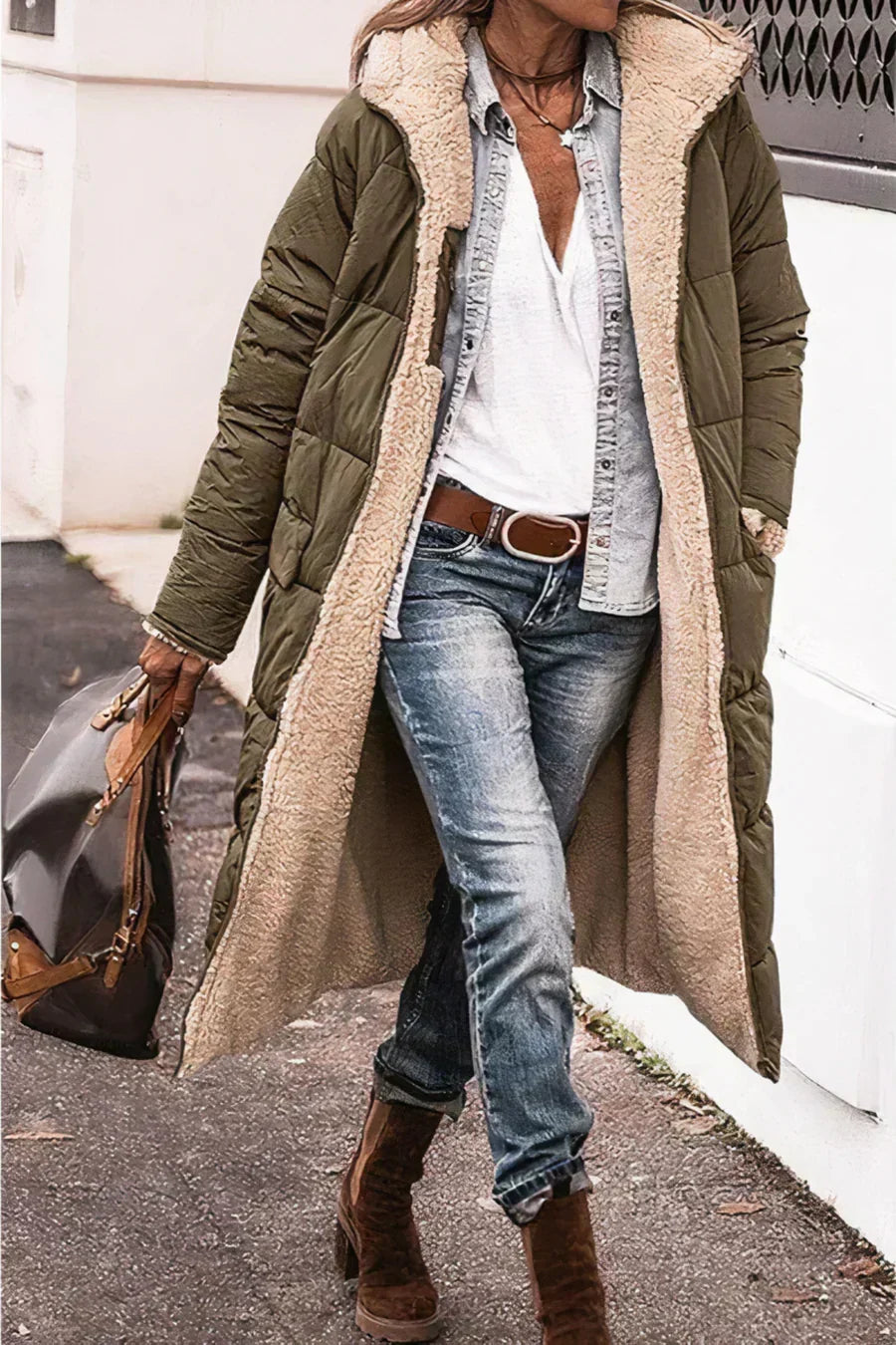 Theodora Manteau Femme – Elegant and Warm Reversible Coat for a Versatile Style