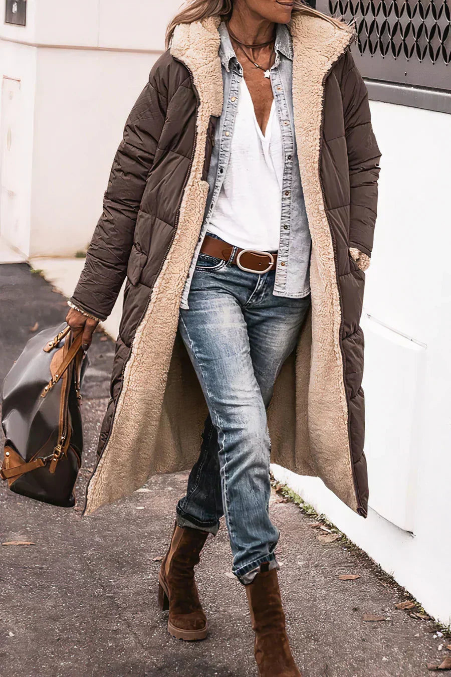 Theodora Manteau Femme – Elegant and Warm Reversible Coat for a Versatile Style