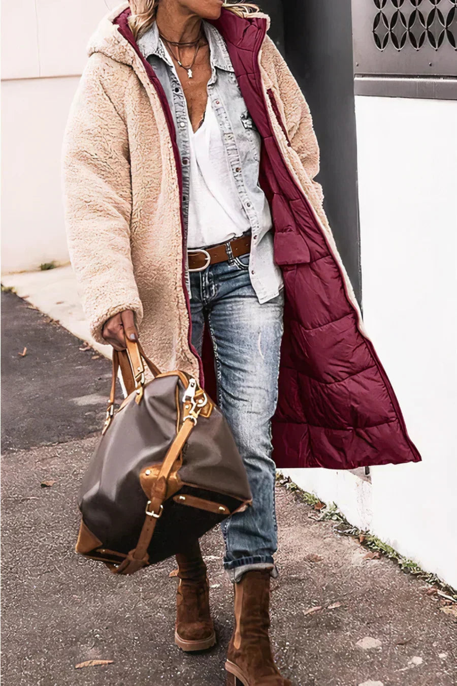 Theodora Manteau Femme – Elegant and Warm Reversible Coat for a Versatile Style