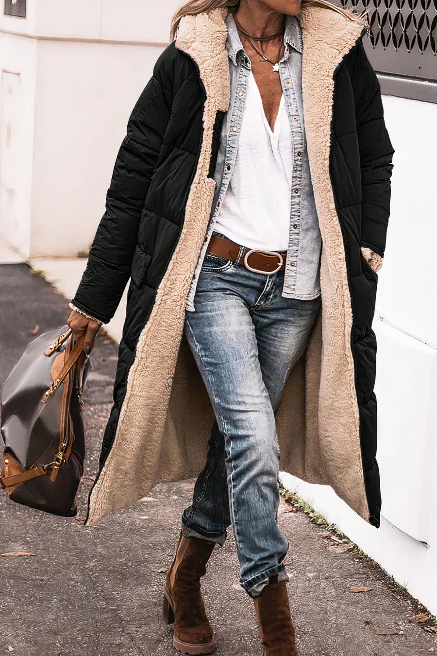 Theodora Manteau Femme – Elegant and Warm Reversible Coat for a Versatile Style