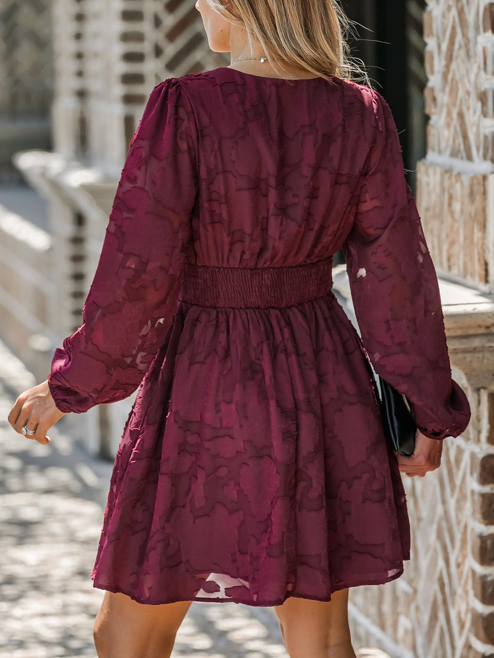 Virelle Cupshe Dress for Women – Floral Lace V-Neck, Long Sleeves & Elegant A-Line Cut
