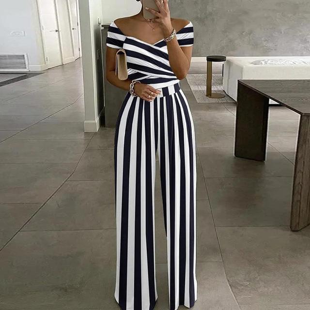 Combinaison Femme Leah – Elegant Off-Shoulder Jumpsuit with Wide Legs & Waist Belt