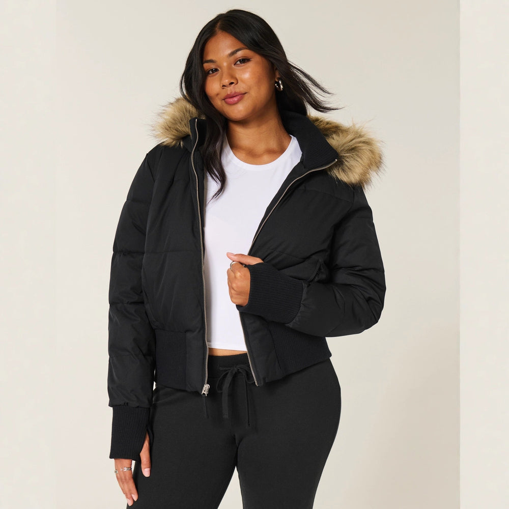 Helena Winter Coat for Women – Warm Jacket with Removable Hood and Elegant Fur Collar