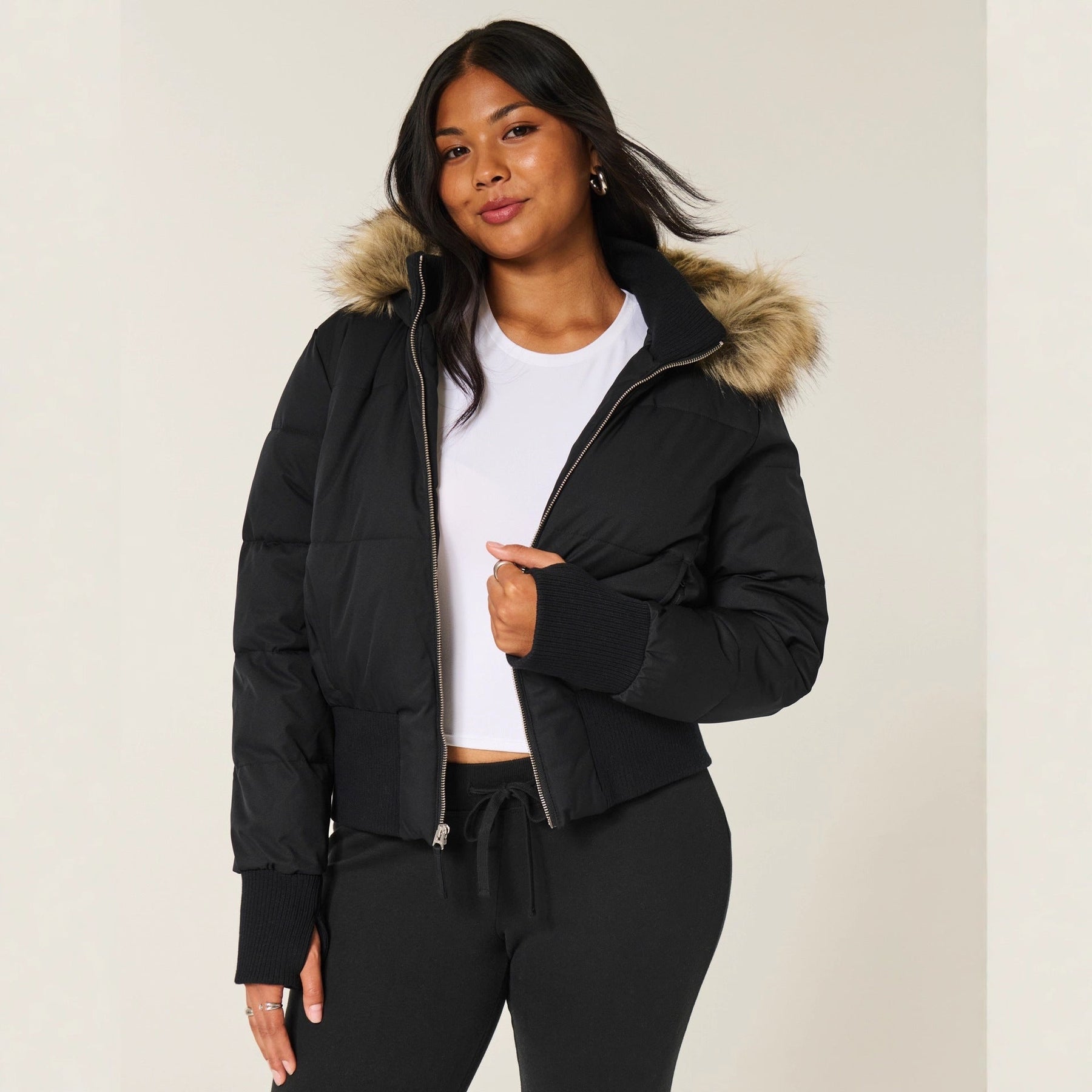 Helena Winter Coat for Women – Warm Jacket with Removable Hood and Elegant Fur Collar