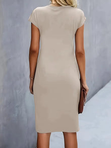 Mylène Midi Dress Woman – Elegant Flattering Cut & Round Neck, Available in Several Colors