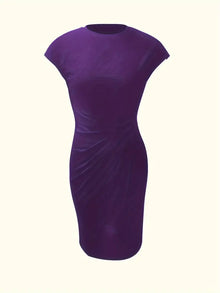 Mylène Midi Dress Woman – Elegant Flattering Cut & Round Neck, Available in Several Colors