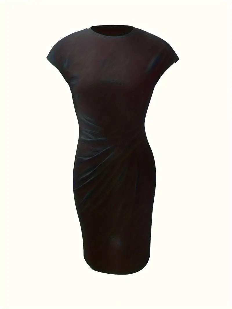 Mylène Midi Dress Woman – Elegant Flattering Cut & Round Neck, Available in Several Colors