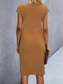 Mylène Midi Dress Woman – Elegant Flattering Cut & Round Neck, Available in Several Colors