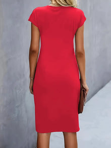 Mylène Midi Dress Woman – Elegant Flattering Cut & Round Neck, Available in Several Colors