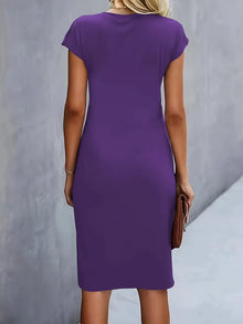 Mylène Midi Dress Woman – Elegant Flattering Cut & Round Neck, Available in Several Colors
