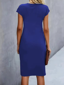 Mylène Midi Dress Woman – Elegant Flattering Cut & Round Neck, Available in Several Colors