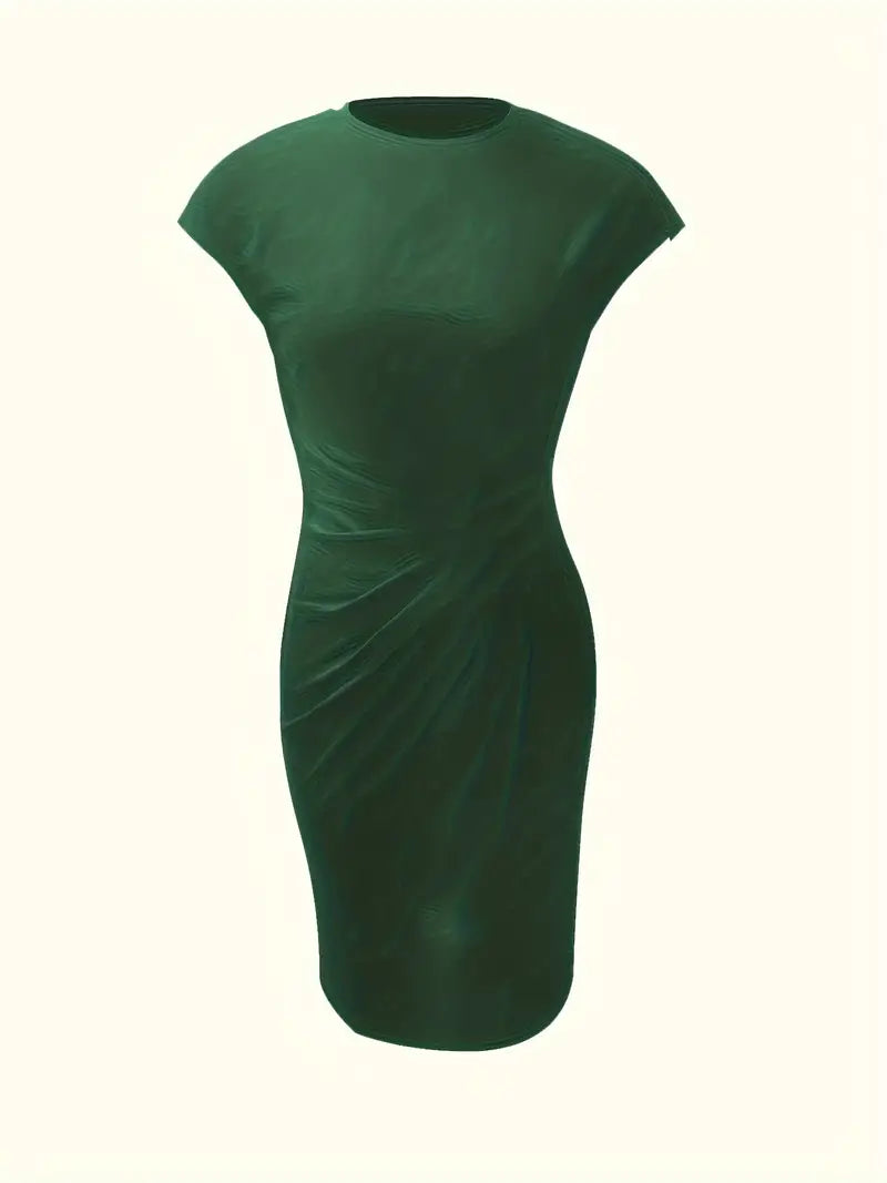 Mylène Midi Dress Woman – Elegant Flattering Cut & Round Neck, Available in Several Colors