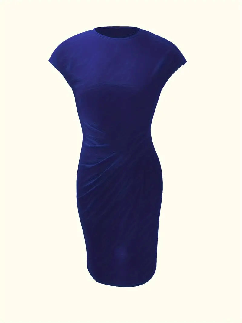 Mylène Midi Dress Woman – Elegant Flattering Cut & Round Neck, Available in Several Colors