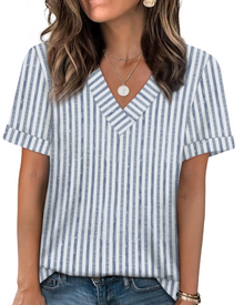 Elowin Women's T-shirt – Casual Chic V-Neck Top, Comfortable Fit & Breathable Summer Fabric