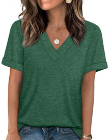 Elowin Women's T-shirt – Casual Chic V-Neck Top, Comfortable Fit & Breathable Summer Fabric
