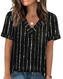 Elowin Women's T-shirt – Casual Chic V-Neck Top, Comfortable Fit & Breathable Summer Fabric