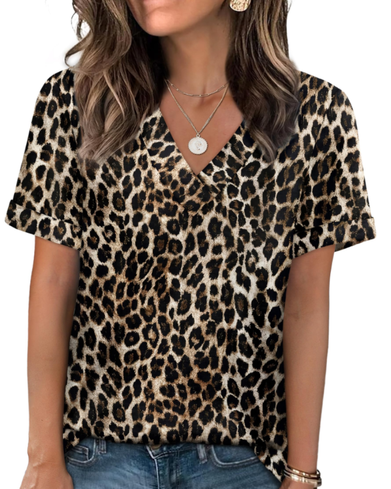 Elowin Women's T-shirt – Casual Chic V-Neck Top, Comfortable Fit & Breathable Summer Fabric
