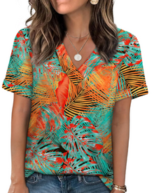 Elowin Women's T-shirt – Casual Chic V-Neck Top, Comfortable Fit & Breathable Summer Fabric