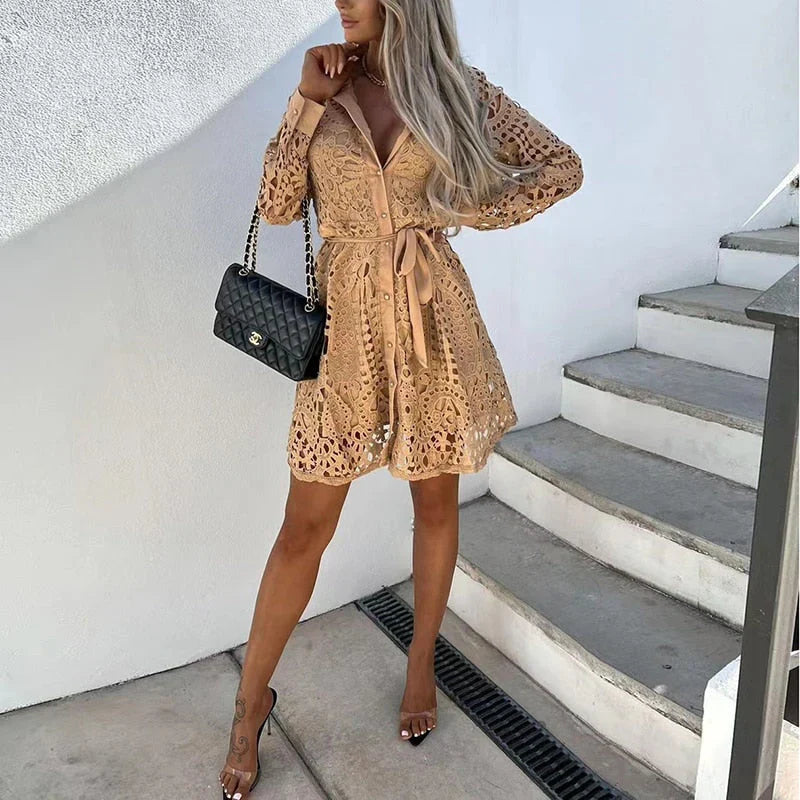 Elysiva Robe Femme – Elegant Comfortable Summer Dress in Lace for Evenings & Holidays