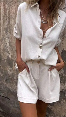 Lyca Women's Summer Ensemble – Casual Set in Light & Comfortable Linen for Hot Days
