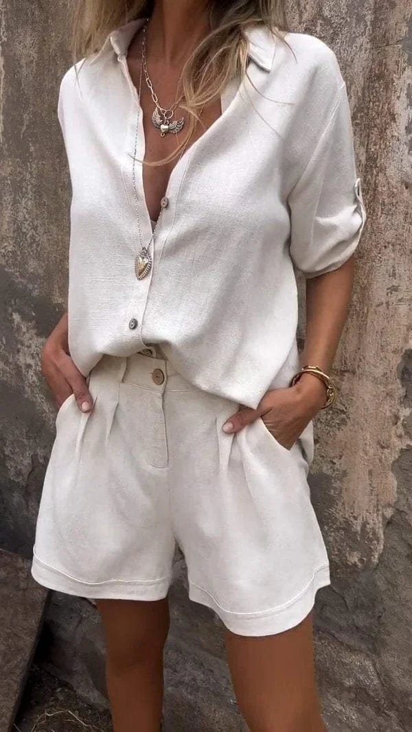 Lyca Women's Summer Ensemble – Casual Set in Light & Comfortable Linen for Hot Days