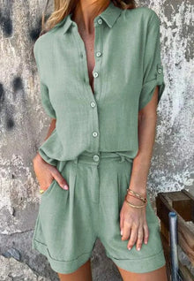 Lyca Women's Summer Ensemble – Casual Set in Light & Comfortable Linen for Hot Days