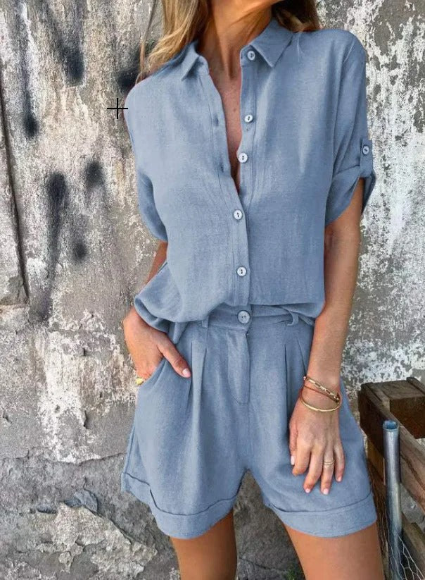 Lyca Women's Summer Ensemble – Casual Set in Light & Comfortable Linen for Hot Days