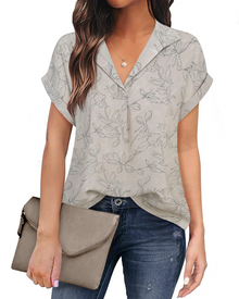 Eluna Women's Shirt – Elegant V-Neck Flowing Chiffon Blouse for Business Casual