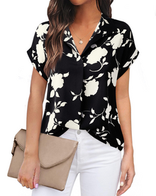 Eluna Women's Shirt – Elegant V-Neck Flowing Chiffon Blouse for Business Casual