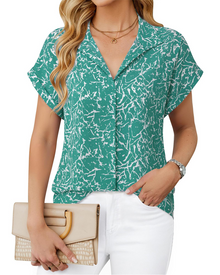Eluna Women's Shirt – Elegant V-Neck Flowing Chiffon Blouse for Business Casual