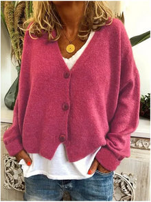 Katherine Cardigan Femme – Elegant Cotton Long Sleeve Cardigan with Button Closure