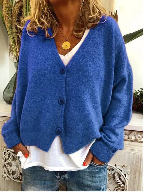 Katherine Cardigan Femme – Elegant Cotton Long Sleeve Cardigan with Button Closure
