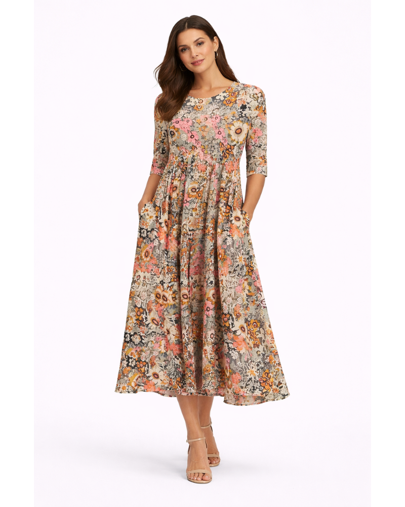 Floralyne Long Dress Women – Chic & Comfortable Floral Dress with Elegant Summer Cut