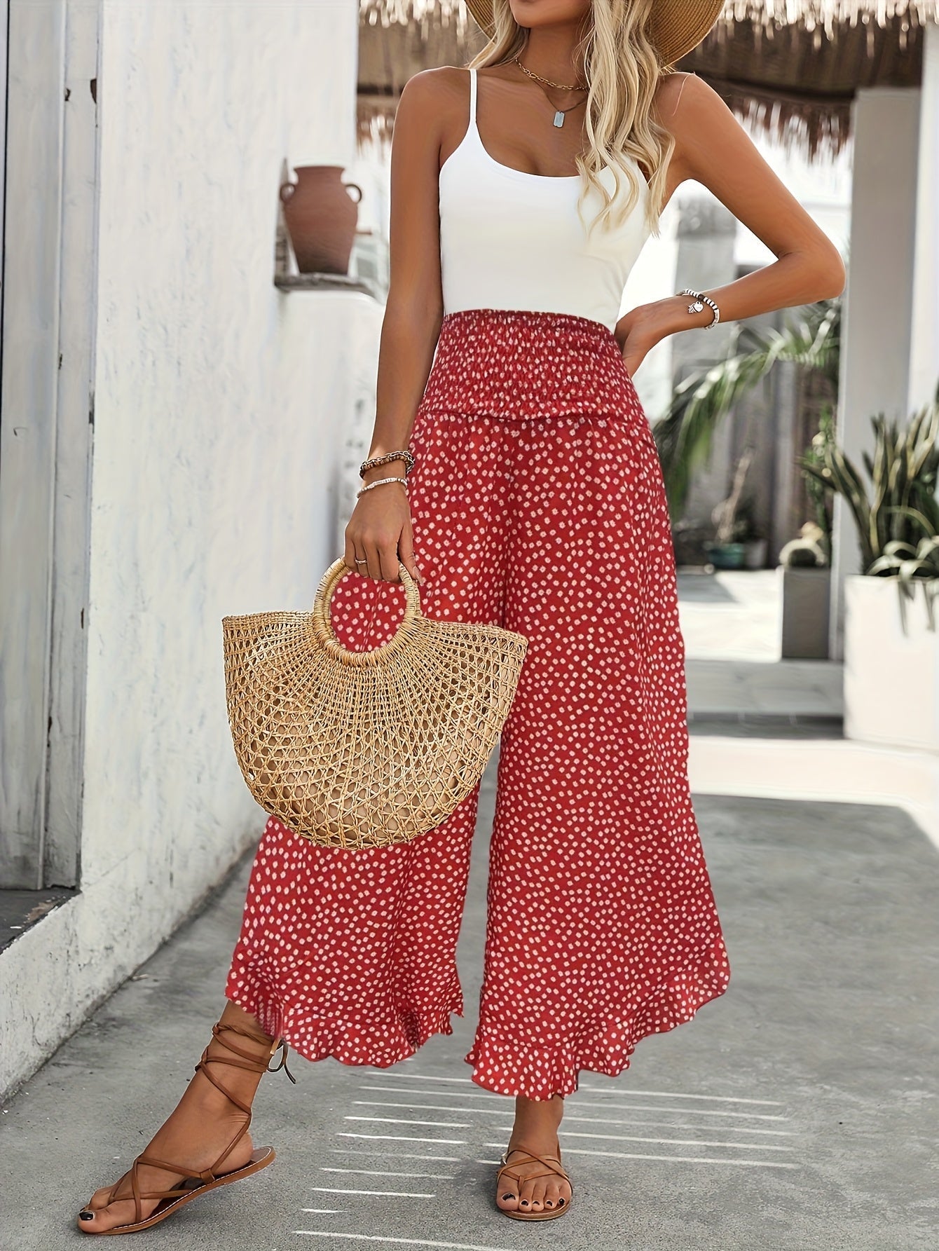 Floravia Women's Pants – High Waist Flowing Pants with Chic and Comfortable Floral Print
