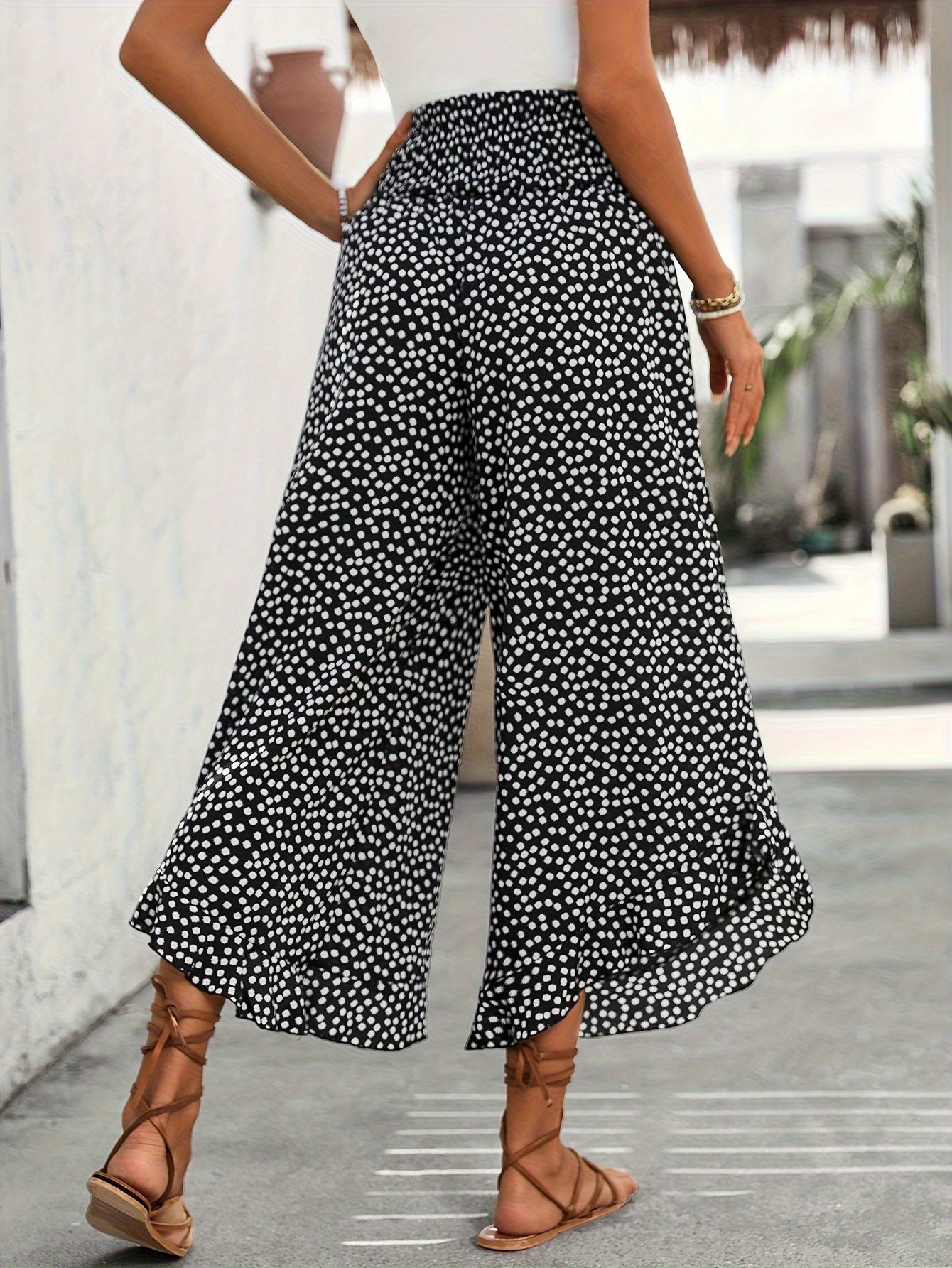 Floravia Women's Pants – High Waist Flowing Pants with Chic and Comfortable Floral Print