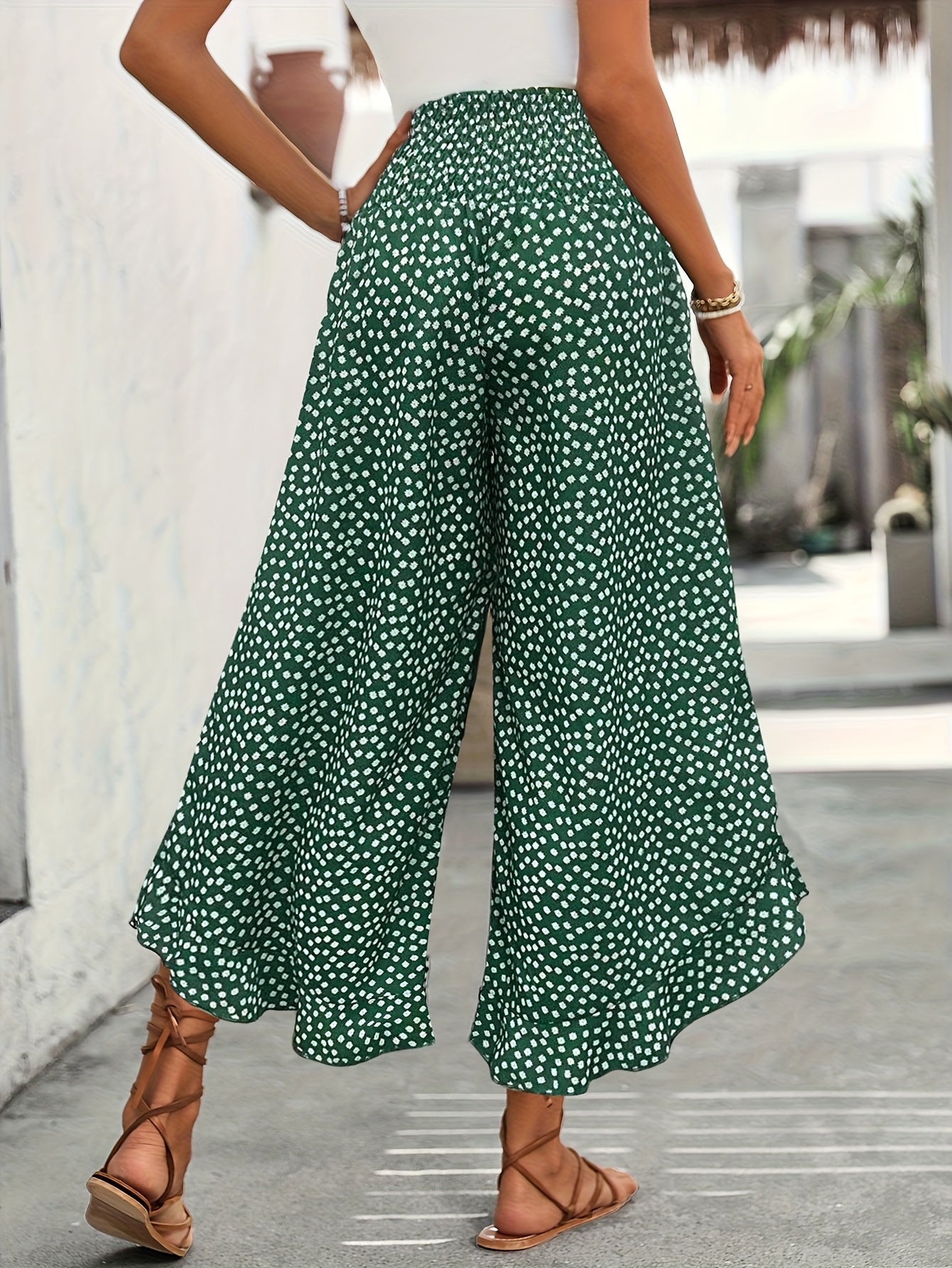 Floravia Women's Pants – High Waist Flowing Pants with Chic and Comfortable Floral Print