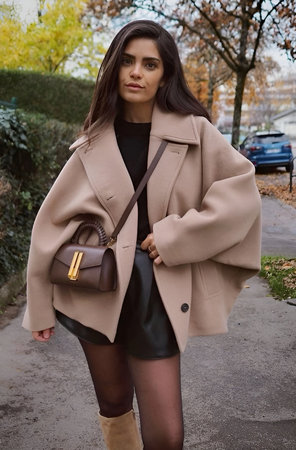 Aitana Women's Coat in Mixed Wool – Minimalist Oversize Design with Wide Lapels & Relaxed Fit