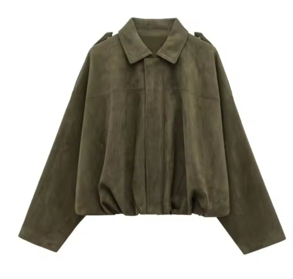 Elliana Women's Jacket – Loose Suede Effect Jacket with Practical Pockets for Autumn/Winter