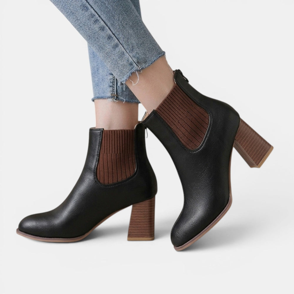 Women's Stretch Mid-Calf Heeled Boots