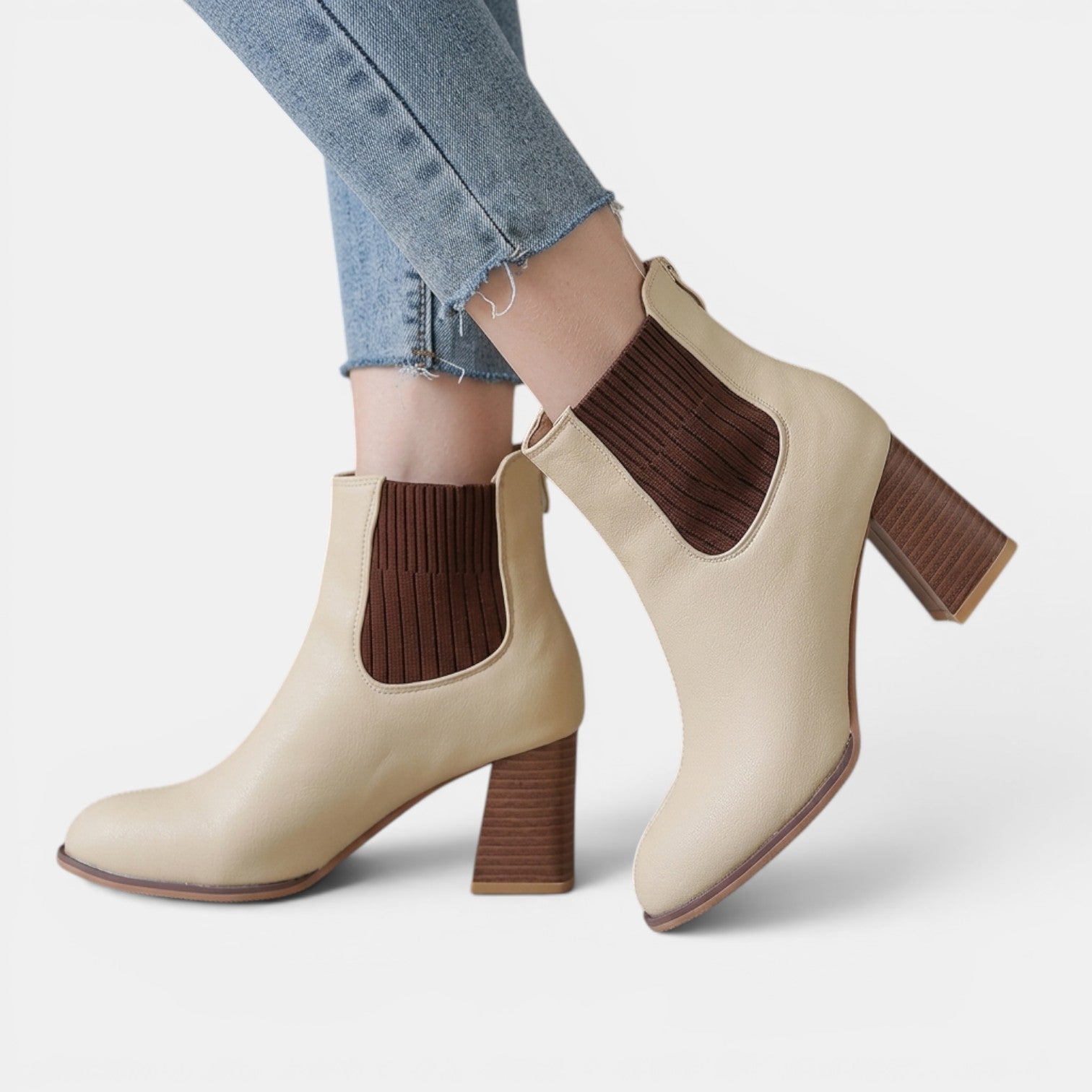 Women's Stretch Mid-Calf Heeled Boots