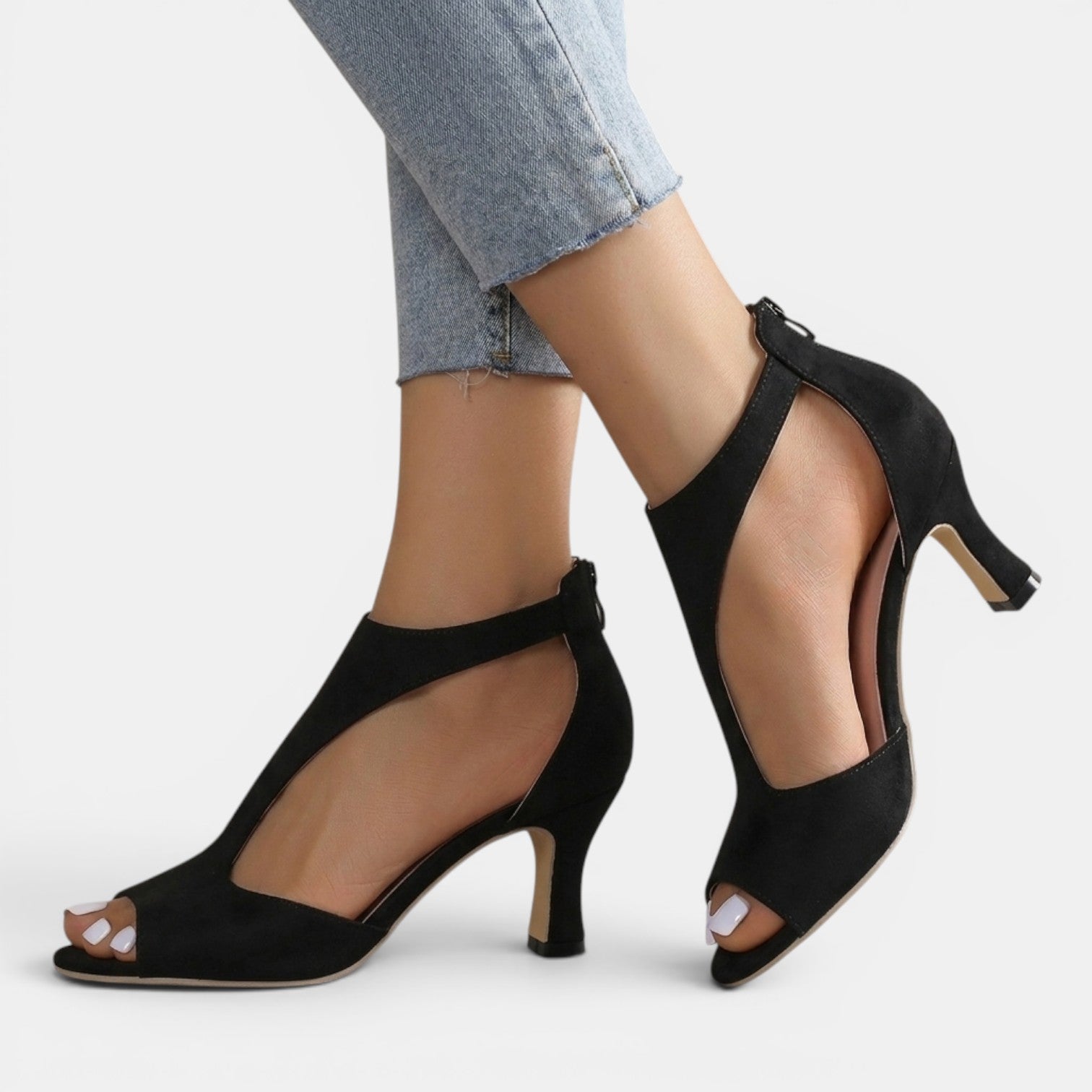 Women's Elegant Zip Heeled Sandals