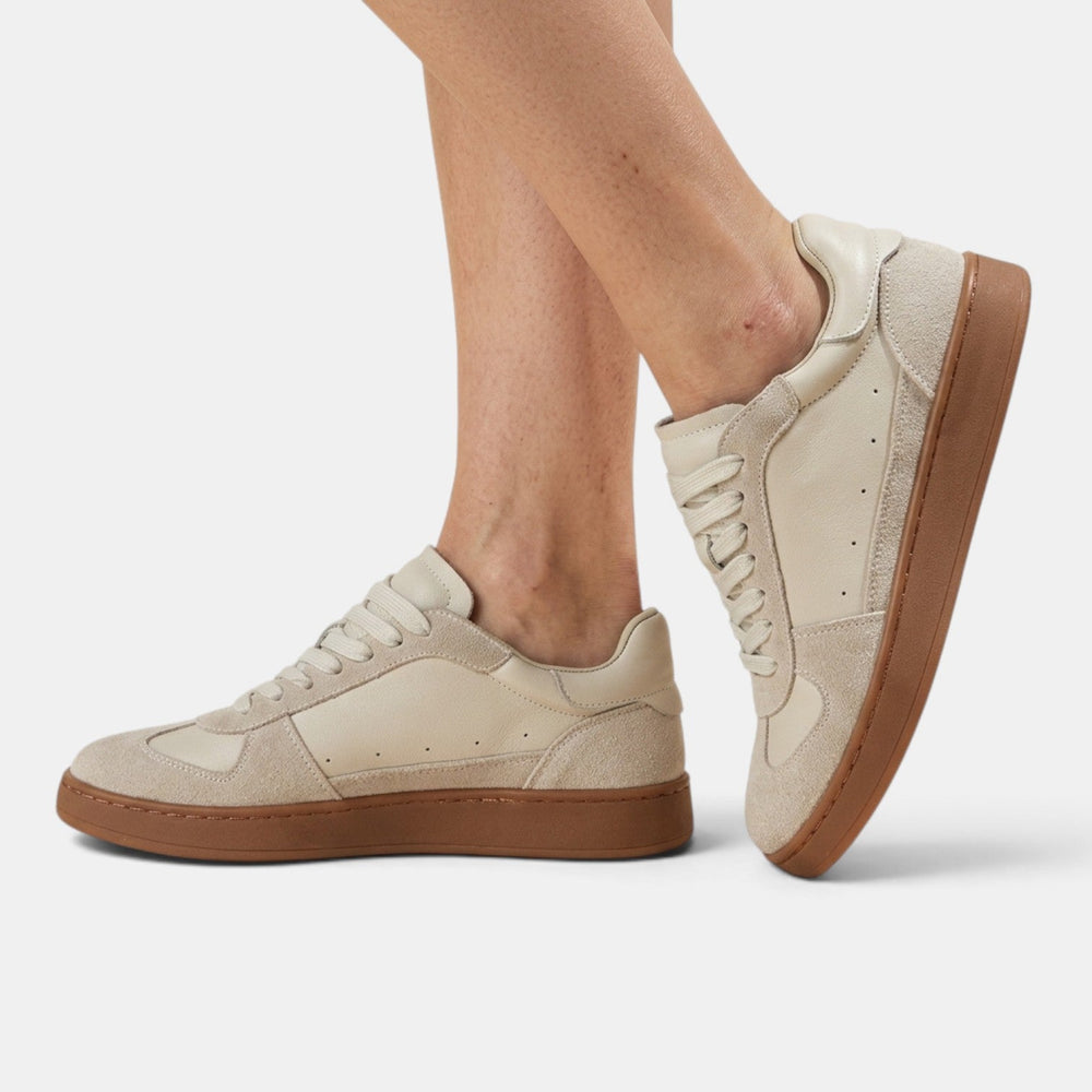Women's Beige Leather Casual Breathable Retro Elegant Shoes
