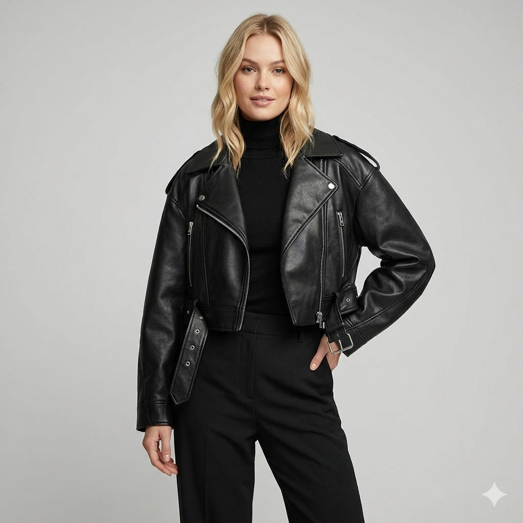 Valentina Moreau | Cropped Leather Jacket For Women