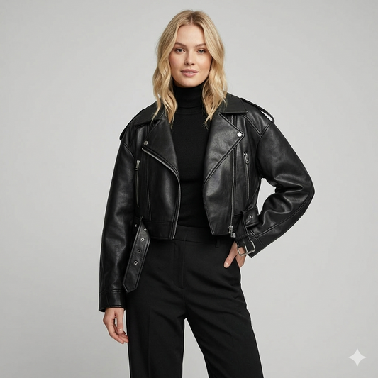 Valentina Moreau | Cropped Leather Jacket For Women