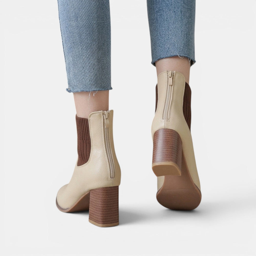 Women's Stretch Mid-Calf Heeled Boots