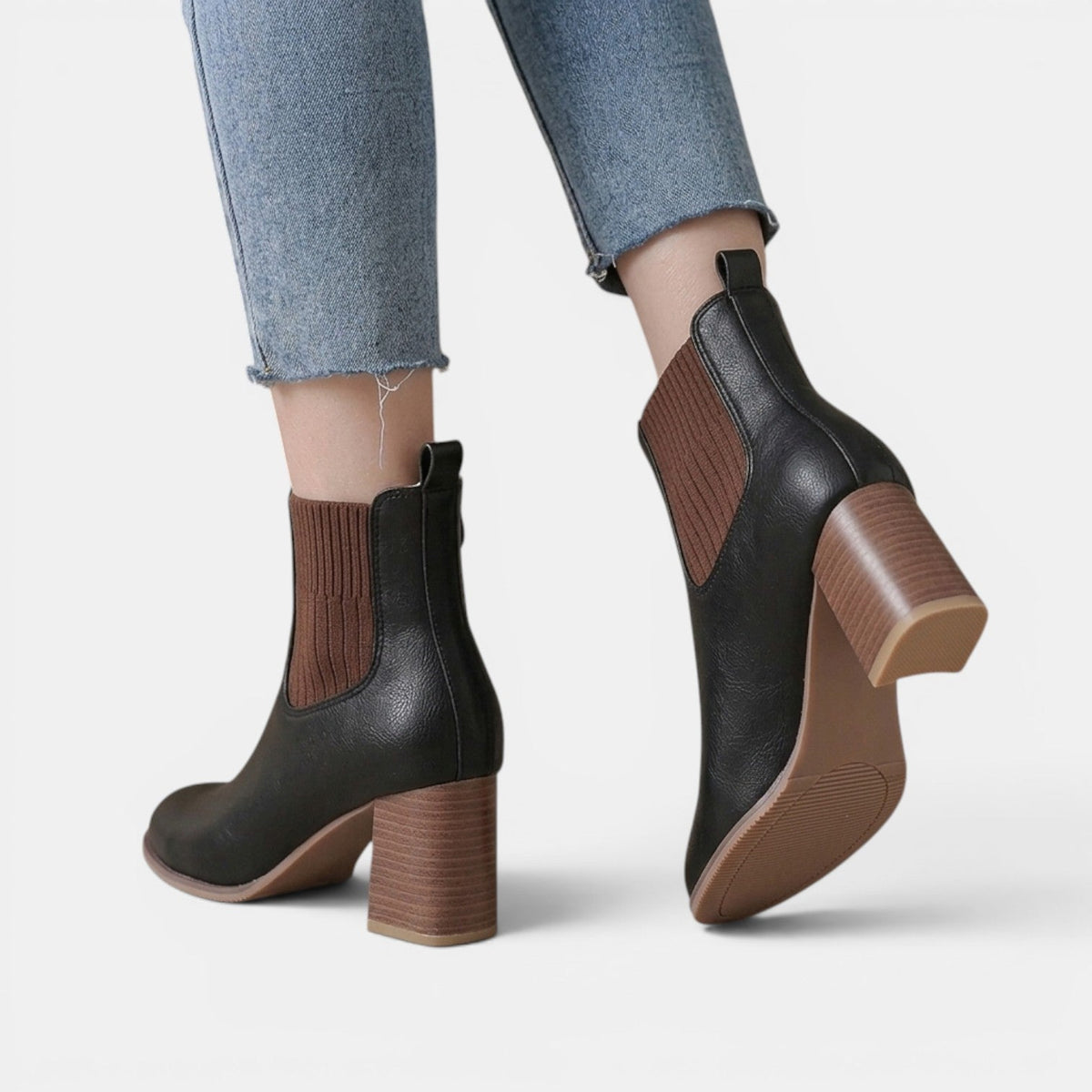 Women's Stretch Mid-Calf Heeled Boots